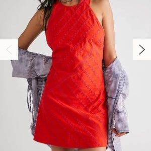free People Juni Backless Minidress in Red Strawberry Spritz